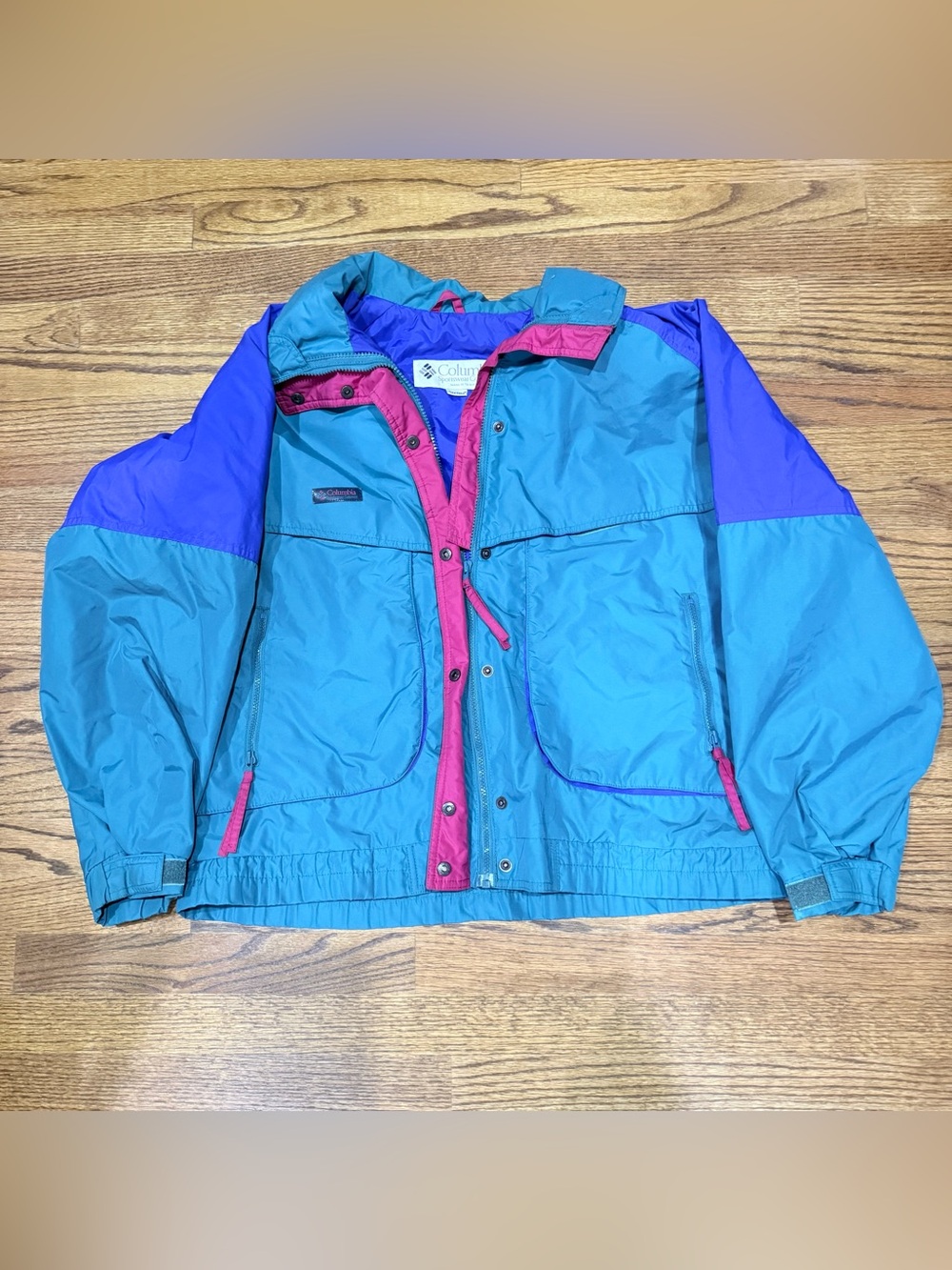 Vintage 90s Columbia Radial Sleeve Windbreaker Jacket Womens XL Colorblock